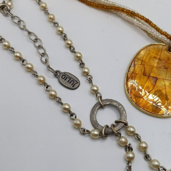 Lot of Earth Tones Boho Necklaces Beaded Pendants Crystal Wood Julio Unmarked - Picture 5 of 11